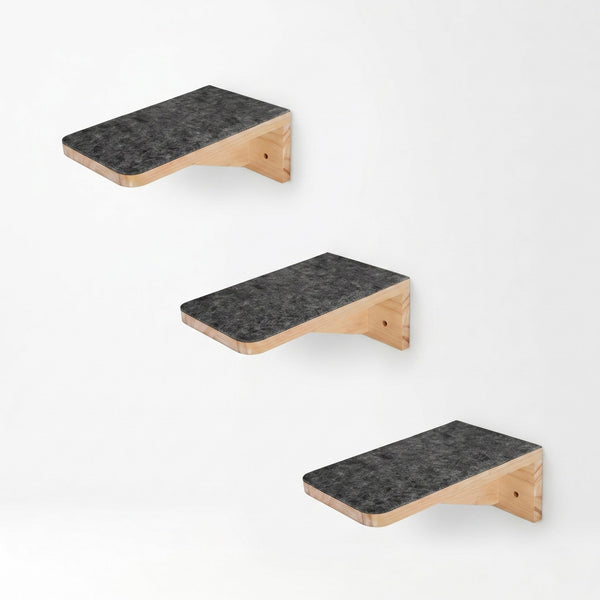 Modules muraux en bois massif pour chats, lot de 3, résistants aux rayures, par HammiePets, parfaits pour l’aménagement intérieur.