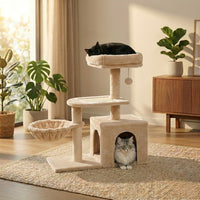 Arbre à chat compact HammiePets Flexi-Tower B 80cm avec plateforme pivotante et hamac pour chat domestique