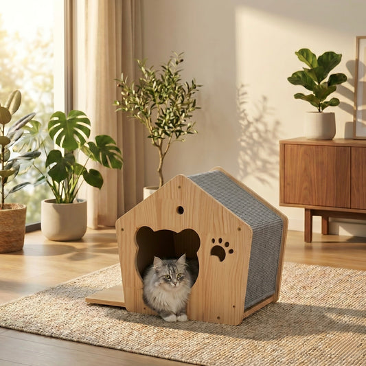Cabane murale fermée pour chat de la marque HammiePets, module mural en pin massif pour cachette et détente.