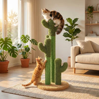 Griffoir XXL Cactus de 83cm pour chat Maine Coon en sisal avec 3 poteaux, par HammiePets.