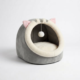 Lit grotte Little Bear Chat HammiePets en coton double face, douillet et confortable pour chat, avec design en forme de grotte.