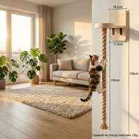 Module mural d'escalade pour chat en sisal naturel de HammiePets, avec corde à grimper pour stimulation et jeu.