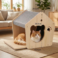 Module mural fermé pour chat HammiePets, cachette en pin massif avec cabane murale pour animaux de compagnie.