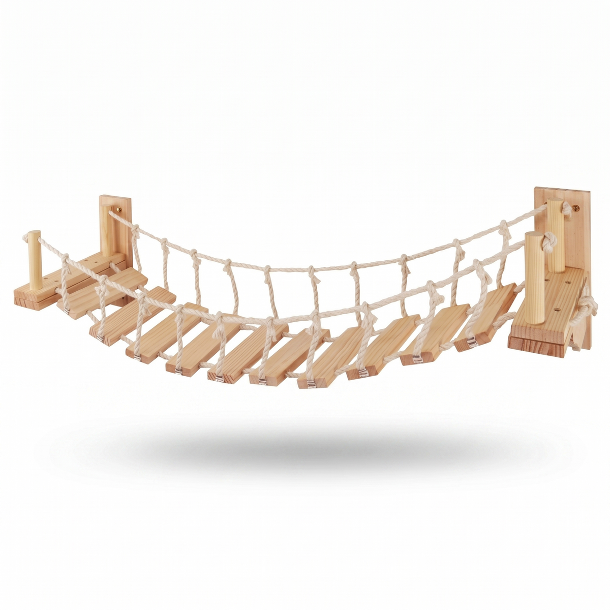 Module mural pont suspendu pour chat de 1m, en corde de sisal, par HammiePets, avec plateforme en bois massif.