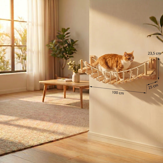 Module mural suspendu pour chat HammiePets, 1 m en corde de sisal, conçu pour grimper et jouer dans l'espace intérieur.