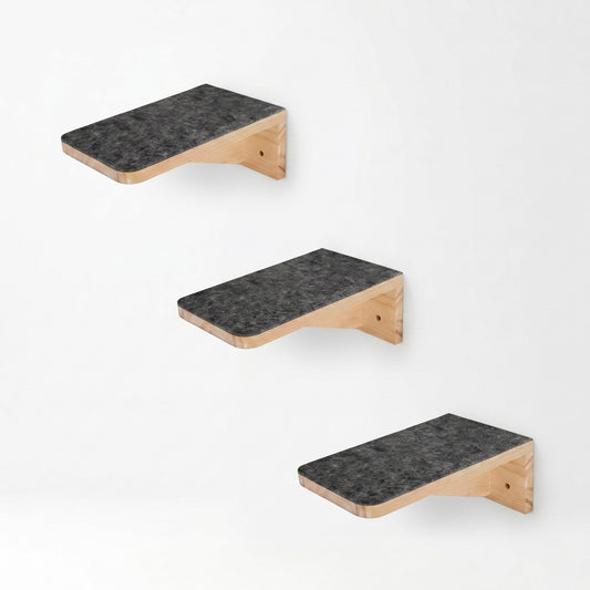 Modules muraux en bois massif pour chats, lot de 3, résistants aux rayures, par HammiePets, parfaits pour l’aménagement intérieur.