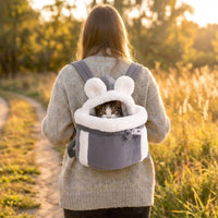 Sac transport souple pour chat HammiePets en tissu polaire chaud et pliable, idéal pour voyager avec votre chat.