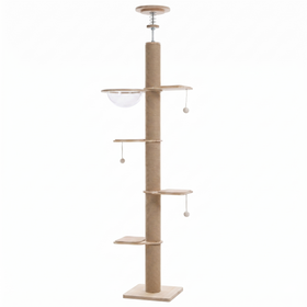 Tour sol-plafond Skyline Confort 5 niveaux de HammiePets, avec plateforme en hauteur et structure stable pour animaux.