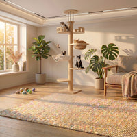 Tour sol-plafond Skyline XXL 6 niveaux pour Maine Coon, structure robuste et espace de jeu pour chat, par HammiePets.