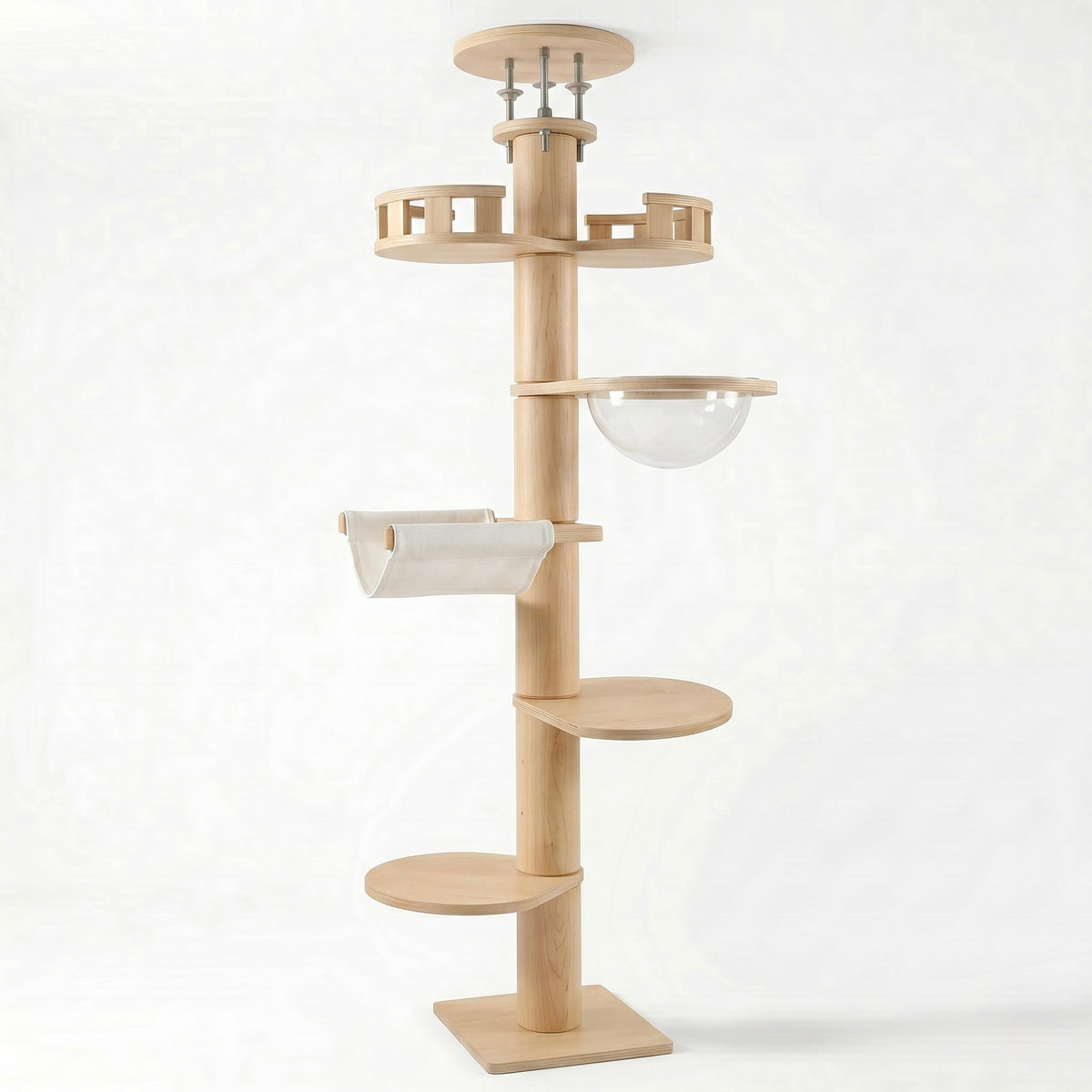 Tour sol-plafond Skyline XXL pour chat Maine Coon, structure multi-niveaux robuste et spacieux par HammiePets.
