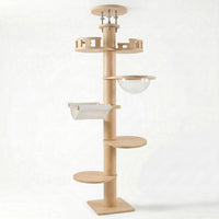 Tour sol-plafond Skyline XXL pour chat Maine Coon, structure multi-niveaux robuste et spacieux par HammiePets.