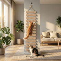 Échelle murale en bois pour chat HammiePets, module massif de 1 mètre, avec plateforme pour grimper et se reposer.